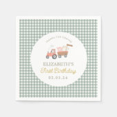キュートファームアニマル納屋周囲の庭誕生日 スタンダードカクテルナプキン (正面)