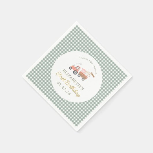 キュートファームアニマル納屋周囲の庭誕生日 スタンダードカクテルナプキン (角)