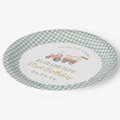 キュートファームアニマル納屋周囲の庭誕生日 ペーパープレート (アングル)