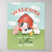 キュートファームアニマル納屋周囲の庭2ndバースデーウェルカム ポスター (正面)