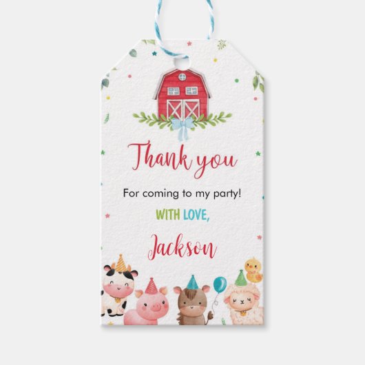 キュートファームアニマル誕生日サンキューユユーラベル ギフトタグ (正面)