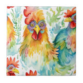 キュートファームウォーターカラーチキンズ誕生日 タイル (正面)