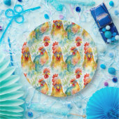 キュートファームウォーターカラーチキンズ誕生日 ペーパープレート (パーティー)