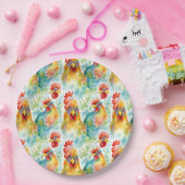 キュートファームウォーターカラーチキンズ誕生日 ペーパープレート (パーティー)