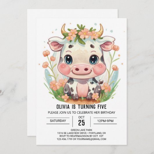 キュートファームコガーリーウ誕生日 招待状 (正面/裏面)