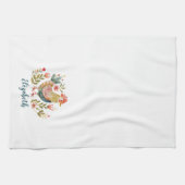 キュートファームハウスカラフルルースター キッチンタオル (横)