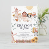 キュートファームハウス&カウープリントファーム誕生日 招待状 (スタンド正面)