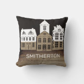 キュートファームハ素朴ウスビレッジ白黒バーラップ クッション (正面)