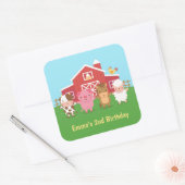 キュートファームバーンアニマルズ子供の誕生日パーティー スクエアシール (封筒)