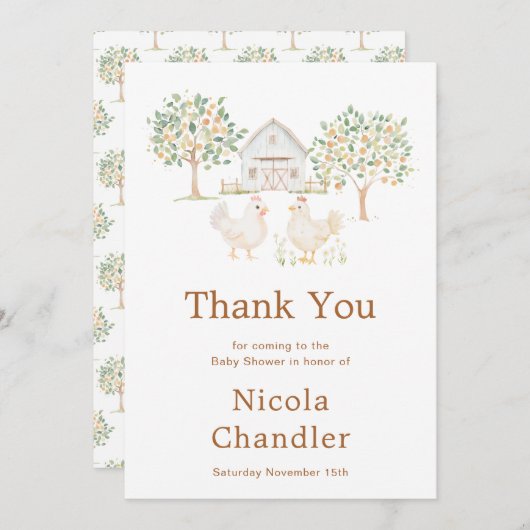 キュートファームバーンドベイビーシャワー サンキューカード (正面/裏面)
