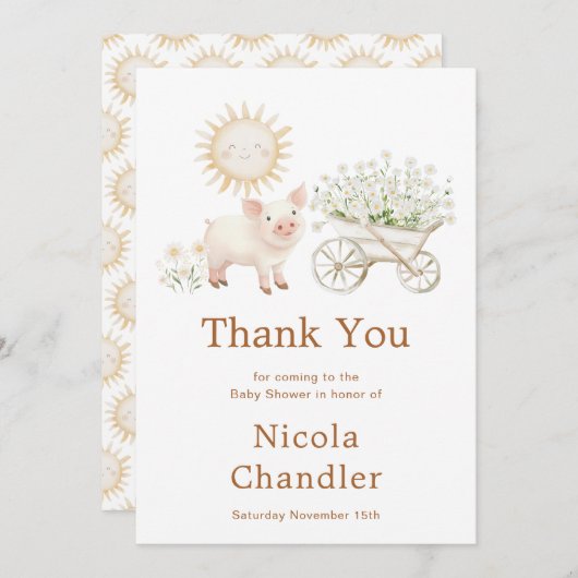 キュートファームバーンドベイビーシャワー サンキューカード (正面/裏面)