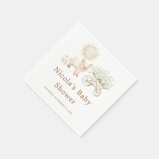 キュートファームバーンドベイビーシャワー スタンダードカクテルナプキン (角)