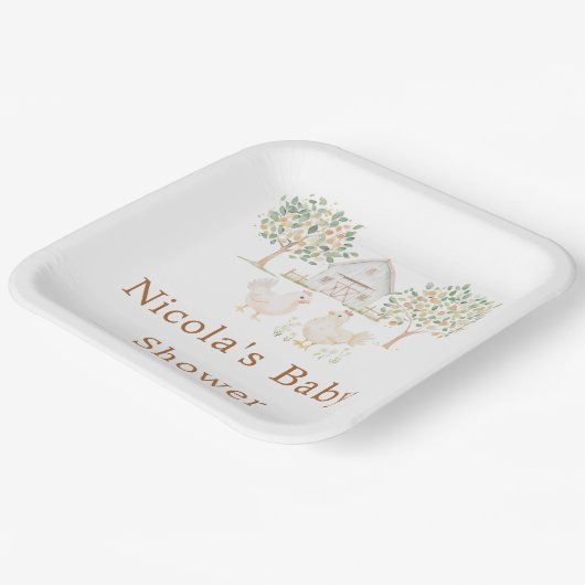 キュートファームバーンドベイビーシャワー ペーパープレート (傾斜あり)