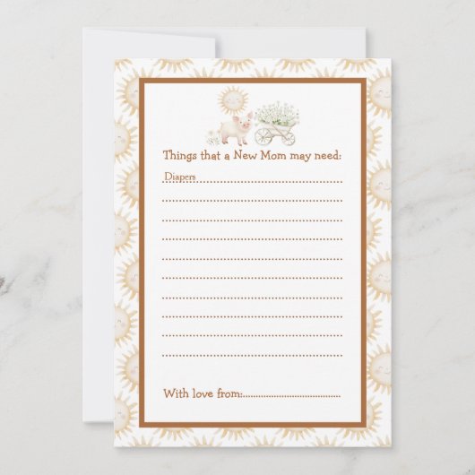 キュートファームバーンドベイビーシャワー 招待状 (正面)