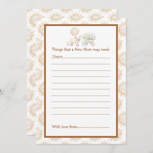 キュートファームバーンドベイビーシャワー 招待状 (正面/裏面)