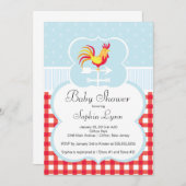 キュートファームロースターベビーシャワー招待状 招待状 (正面/裏面)