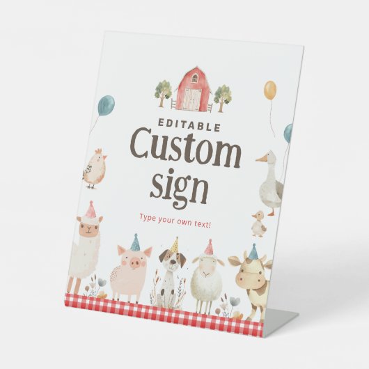 キュートファーム誕生日カスタム標識 台座サイン (正面)