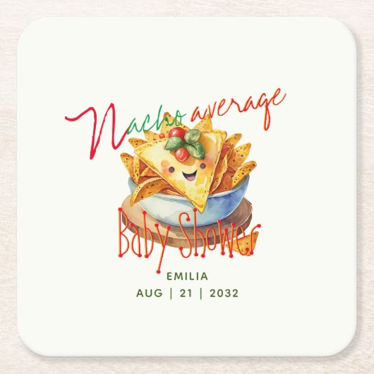 キュートフィエスタナチアベレーターベビーシャワーカスタム スクエアペーパーコースター (正面)