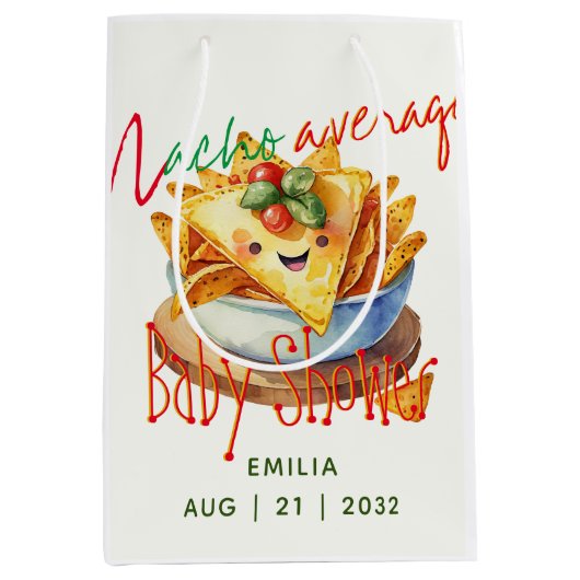 キュートフィエスタナチアベレーターベビーシャワーカスタム ミディアムペーパーバッグ (正面)