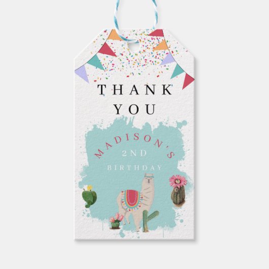 キュートフィエスタラマ&サボス子供の誕生日 ギフトタグ (正面)