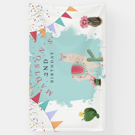 キュートフィエスタラマ&サボス子供の誕生日 横断幕 (縦)