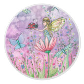 キュートフェアリーアンドバタフライイラストレーション セラミックノブ (正面)