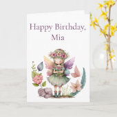 キュートフェアリーガーデンガールズ誕生日 カード (黄色い花)