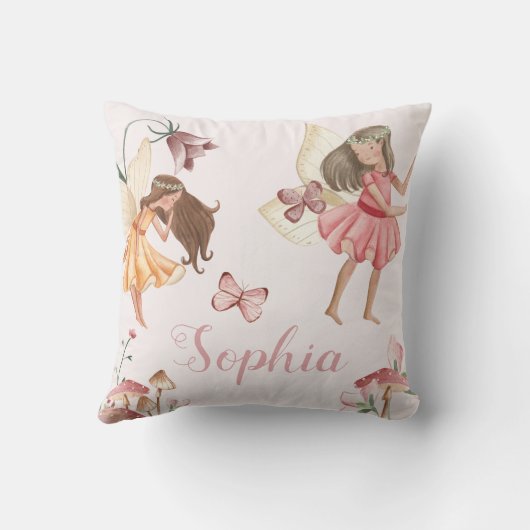 キュートフェアリーガーデンテーマと名前をカスタムする クッション (裏面)