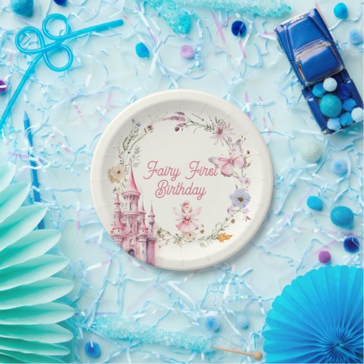 キュートフェアリーガーリーファースト誕生日 ペーパープレート (パーティー)