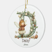 キュートフェアリークリスマスイニシャルパーソナライズされたホリデイ セラミックオーナメント (左)