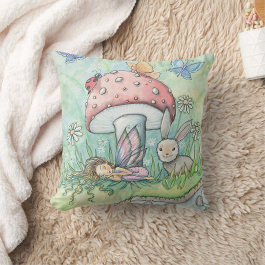 キュートフェアリーバニーとマッシュルームガールズ装飾用クッション クッション (ブランケット)