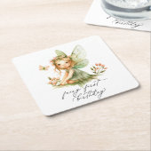 キュートフェアリーファースト誕生日 スクエアペーパーコースター (アングル)