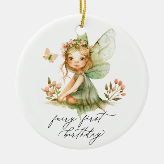 キュートフェアリーファースト誕生日 セラミックオーナメント (正面)