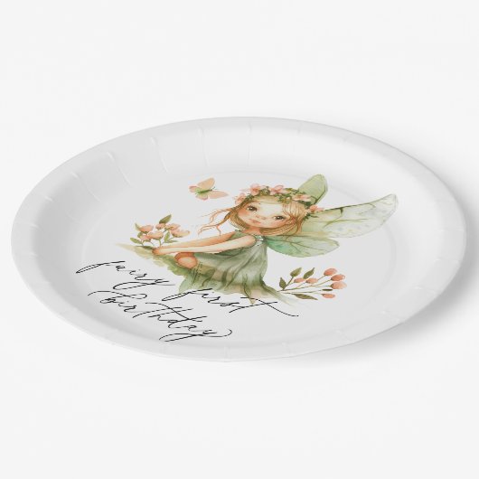 キュートフェアリーファースト誕生日 ペーパープレート (アングル)