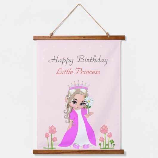 キュートフェアリープリンセスガールバースデーぶら下がったパーティーT 吊り下げ型タペストリー (正面)