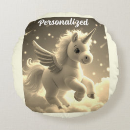 キュートフェアリーベビーユニコーンクリーきらめくムファンタジー ラウンドクッション