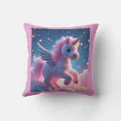キュートフェアリーベビーユニコーンバラきらめくファンタジー クッション (裏面)