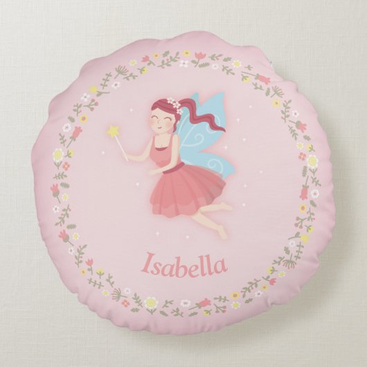 キュートフェアリー春フローラガールズルーパーソナライズされたム ラウンドクッション (裏面)