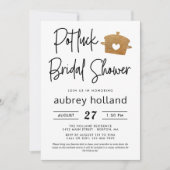 キュートフェイク金ゴールドグリッターポットラックブライダルシャワー 招待状 (正面)