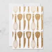 キュートフェイク金ゴールドグリッターポットラックブライダルシャワー 招待状 (裏面)