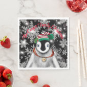 キュートフェスティバルホリデーペンギングリッター雪片 スタンダードランチョンナプキン (インサイチュ)