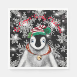 キュートフェスティバルホリデーペンギングリッター雪片 スタンダードランチョンナプキン