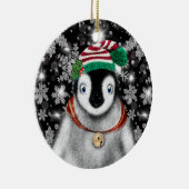 キュートフェスティバルホリデーペンギングリッター雪片 セラミックオーナメント (右)