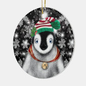 キュートフェスティバルホリデーペンギングリッター雪片 セラミックオーナメント (左)