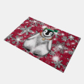 キュートフェスティバルホリデーペンギングリッター雪片 ドアマット (アングル)