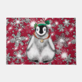 キュートフェスティバルホリデーペンギングリッター雪片 ドアマット (正面)