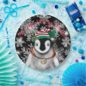 キュートフェスティバルホリデーペンギングリッター雪片 ペーパープレート (パーティー)