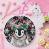 キュートフェスティバルホリデーペンギングリッター雪片 ペーパープレート (パーティー)