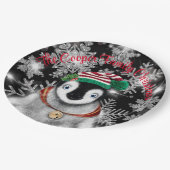 キュートフェスティバルホリデーペンギングリッター雪片 ペーパープレート (アングル)