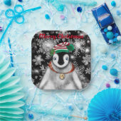 キュートフェスティバルホリデーペンギングリッター雪片 ペーパープレート (パーティー)